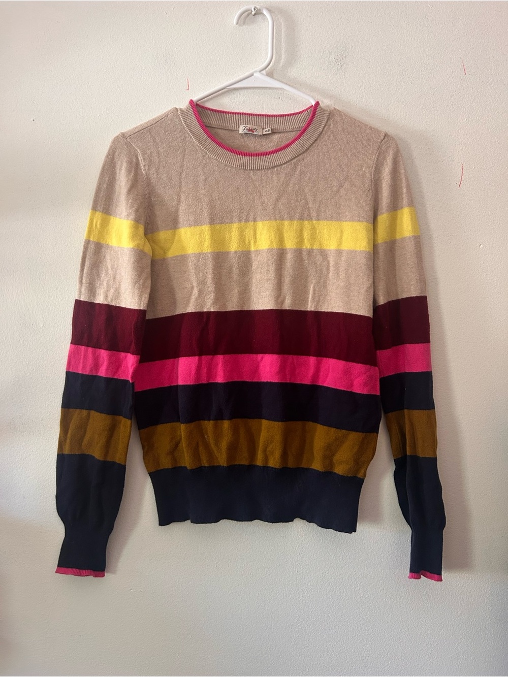 Faherty color block stripe sweater organic cotton cashmere blend XS
